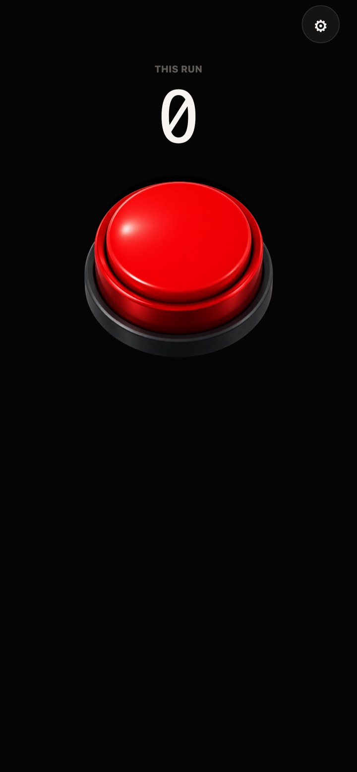 Just a Button session screen with the red button
